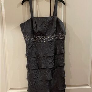 dressbarn Charcoal Tiered Mini Dress